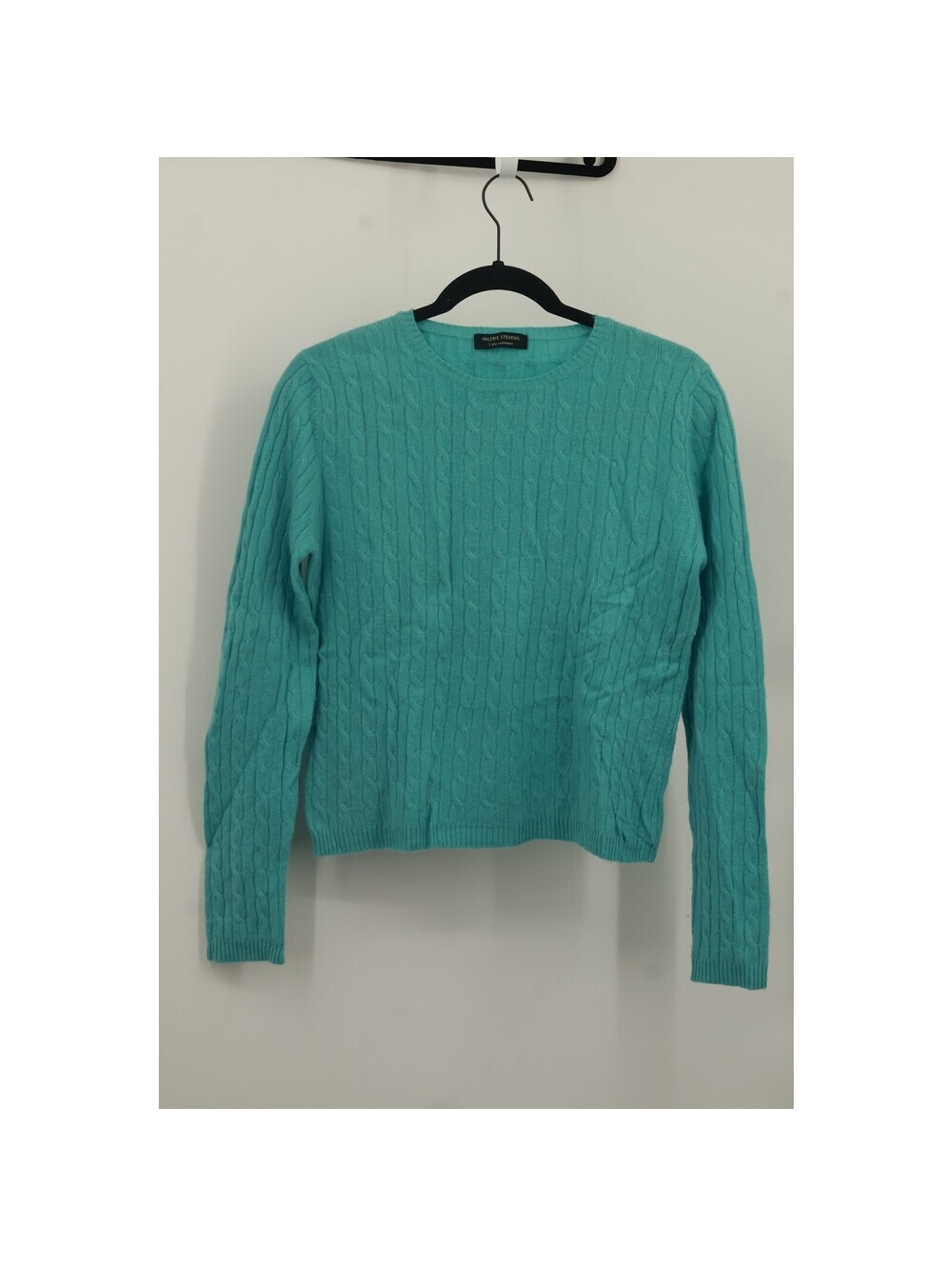 Valerie Stevens Womens 2 Ply Cashmere Sweater Cable Knit Long Sleeve Size? Green - Picture 1 of 3